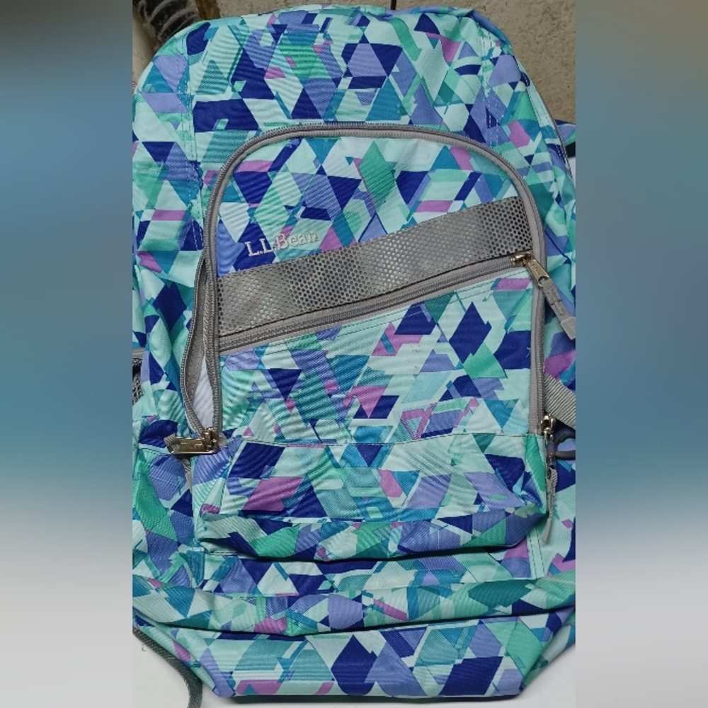 LL Bean multicolor, triangle, deluxe bookbag